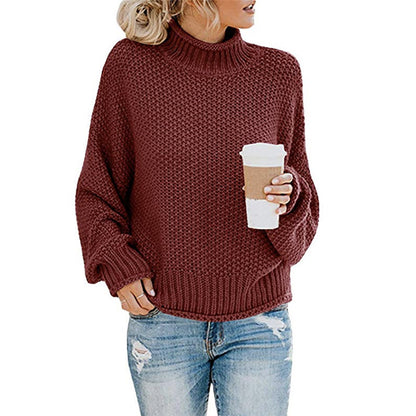 Women’s Chunky Knit Turtleneck Sweater – Cozy Winter Pullover