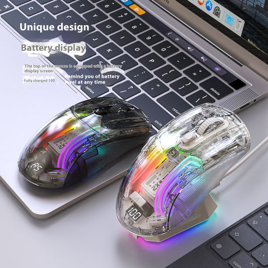 Wireless RGB Transparent Gaming Mouse - Comes with Charging Dock