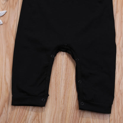 Baby Boy Tuxedo Romper – Formal Long Sleeve Bodysuit with Red Bow Tie