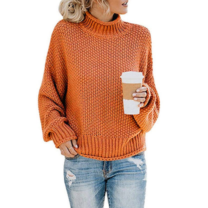 Women’s Chunky Knit Turtleneck Sweater – Cozy Winter Pullover