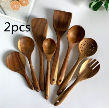 Rustic Thailand Teak Kitchen Tool Set – Eco-Friendly Wooden Utensils