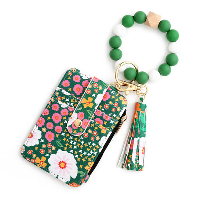 Floral-Printed Leather Card Wallet – Compact & Stylish