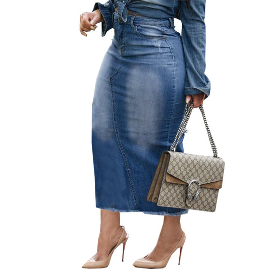 Stretchy Hip Hugging Denim Skirt - Four Colors