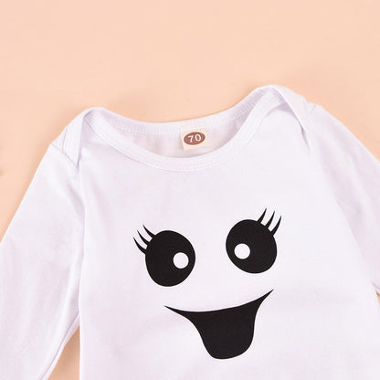 Baby Girl Halloween Outfit – Ghost Romper, Skirt & Headband Set
