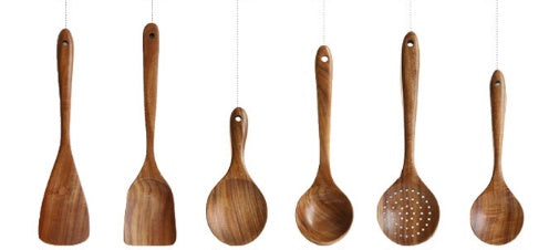 Rustic Thailand Teak Kitchen Tool Set – Eco-Friendly Wooden Utensils