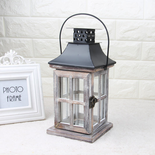 Rustic Retro Wooden Wind Lantern – Handcrafted Charm for Year-Round Decor
