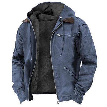 Men’s Fleece Hooded Jacket – Warm Casual Zip-Up Winter Coat