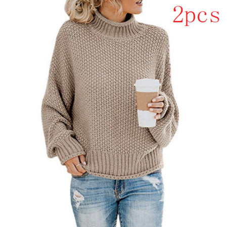 Women’s Chunky Knit Turtleneck Sweater – Cozy Winter Pullover