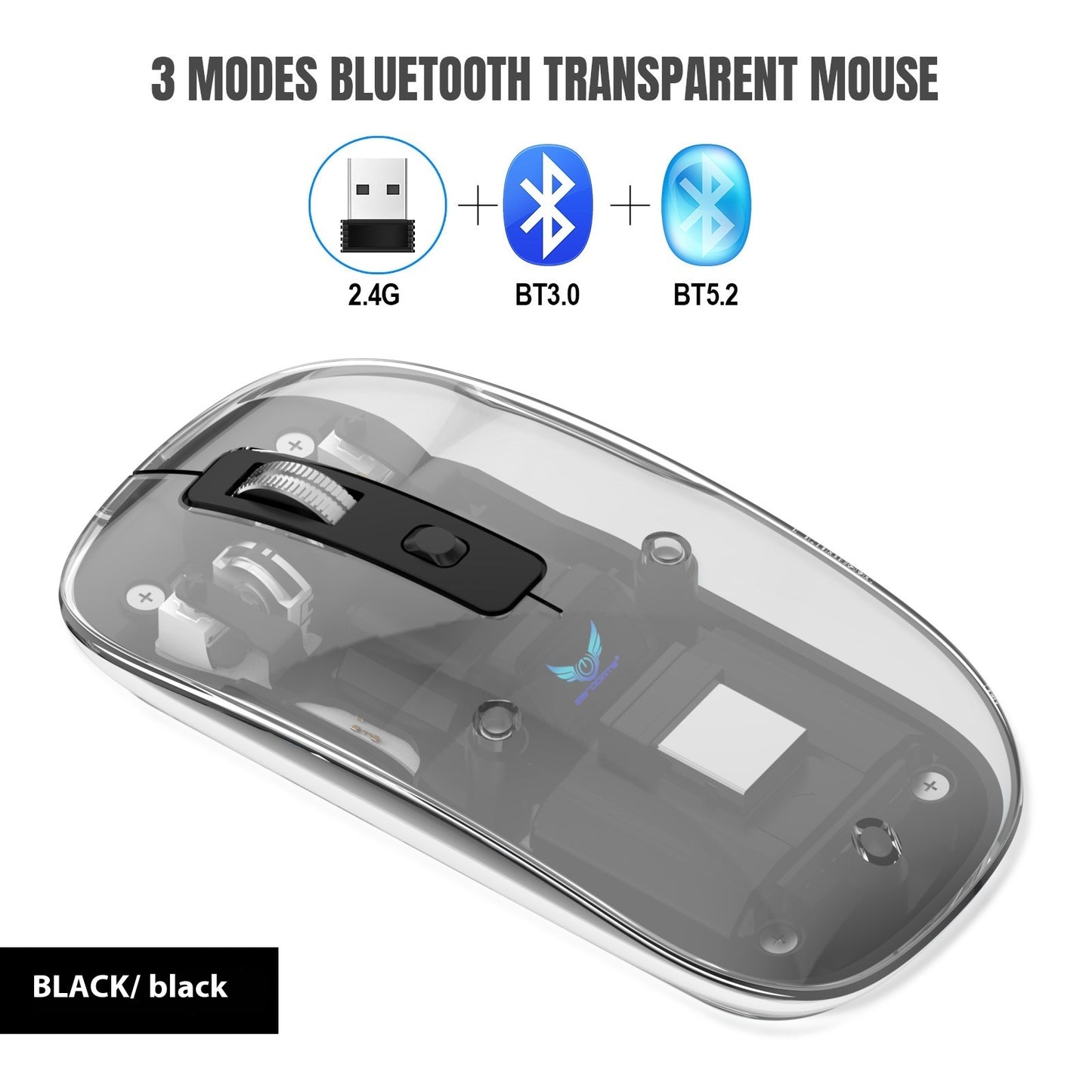 Transparent Wireless Mouse - Three Connection Modes