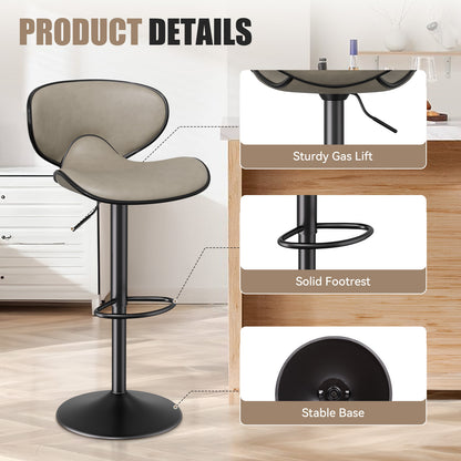 Modern Adjustable Bar Stools - 2pc Set