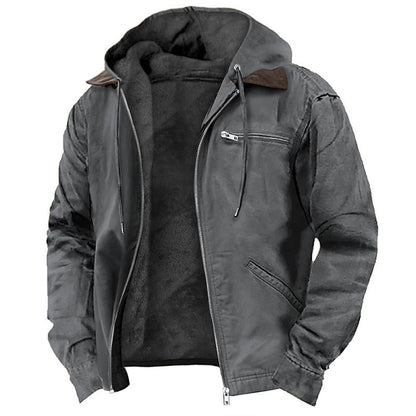 Men’s Fleece Hooded Jacket – Warm Casual Zip-Up Winter Coat