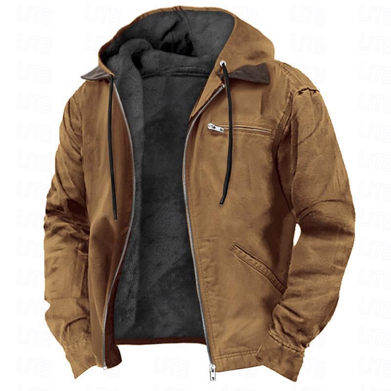 Men’s Fleece Hooded Jacket – Warm Casual Zip-Up Winter Coat