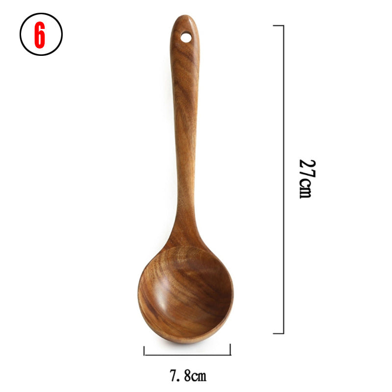 Rustic Thailand Teak Kitchen Tool Set – Eco-Friendly Wooden Utensils