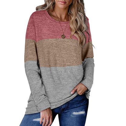 Women’s Color Block Sweater – Round Neck Knit Pullover
