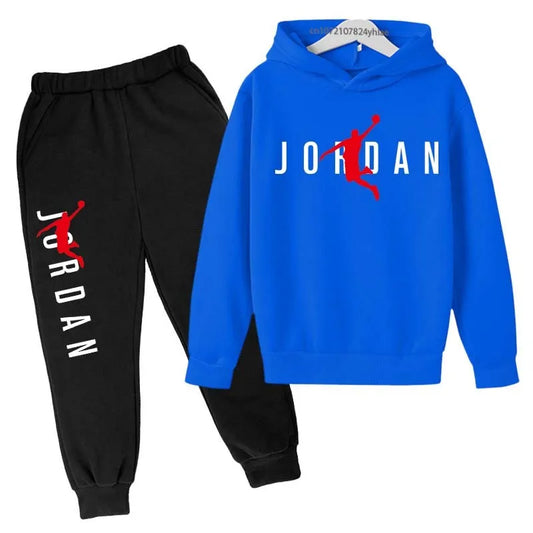 Kids Simple Letter Print 2pcs Hoodie+Pants Tracksuits