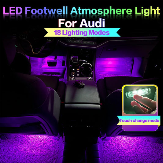Audi LED Footwell Lights – Multi-Color, Touch Control, Factory Fit (2 Pack)
