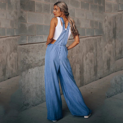Oversized Denim Jumpsuit – Sleeveless & Relaxed Fit