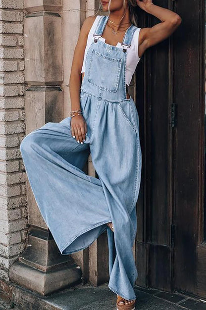 Oversized Denim Jumpsuit – Sleeveless & Relaxed Fit