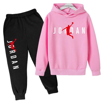 Kids Simple Letter Print 2pcs Hoodie+Pants Tracksuits