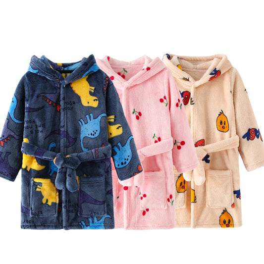 Kids’ Plush Pajama Robe – Multiple Fun Prints