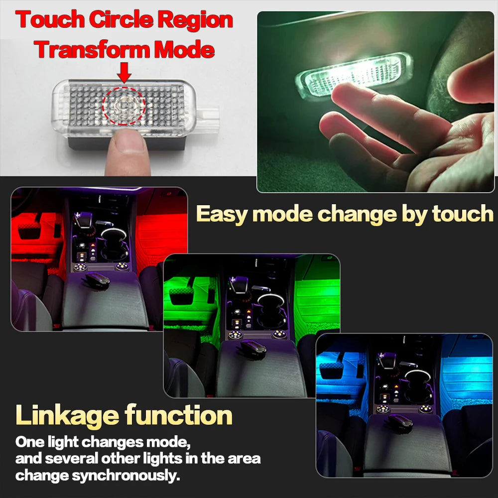 Audi LED Footwell Lights – Multi-Color, Touch Control, Factory Fit (2 Pack)