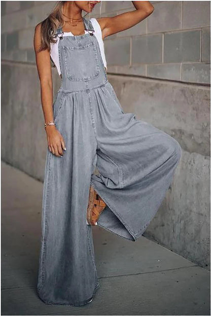 Oversized Denim Jumpsuit – Sleeveless & Relaxed Fit