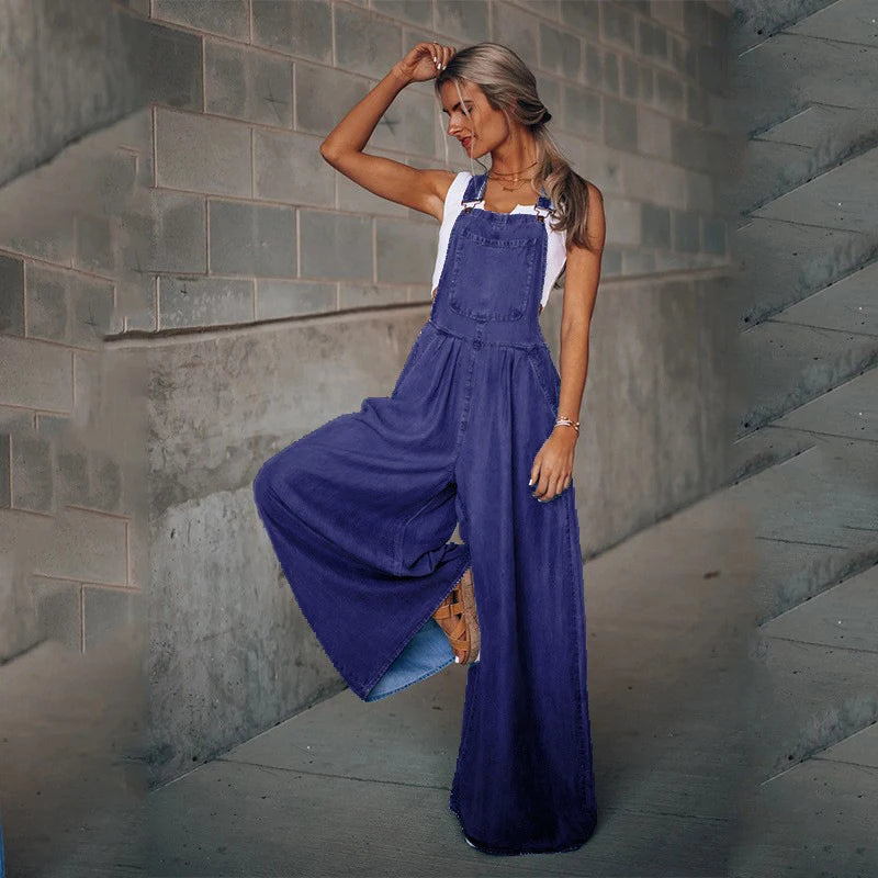 Oversized Denim Jumpsuit – Sleeveless & Relaxed Fit