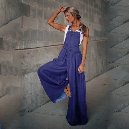 Oversized Denim Jumpsuit – Sleeveless & Relaxed Fit