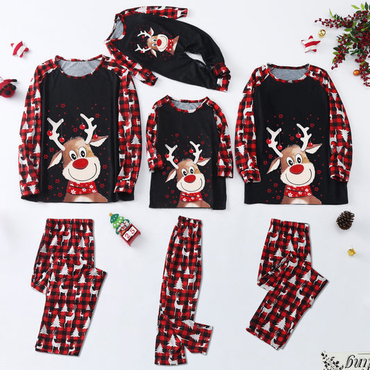 Family Matching Christmas Pajamas – Red Plaid Reindeer Set