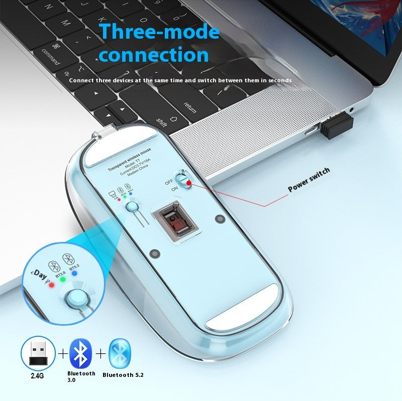 Transparent Wireless Mouse - Three Connection Modes