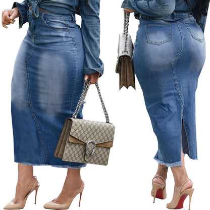 Stretchy Hip Hugging Denim Skirt - Four Colors