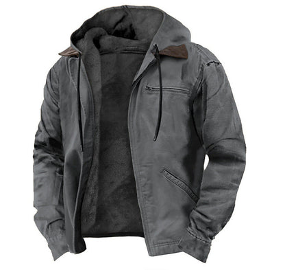Men’s Fleece Hooded Jacket – Warm Casual Zip-Up Winter Coat