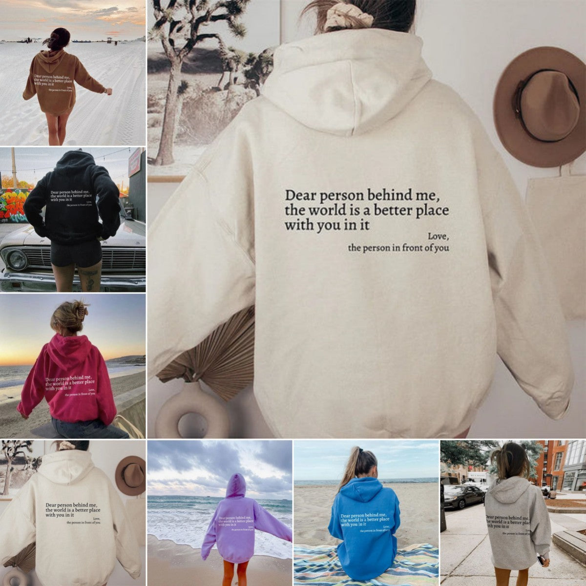 “Dear Person Behind Me” Plush Hoodie – Unisex Letter Print Pullover