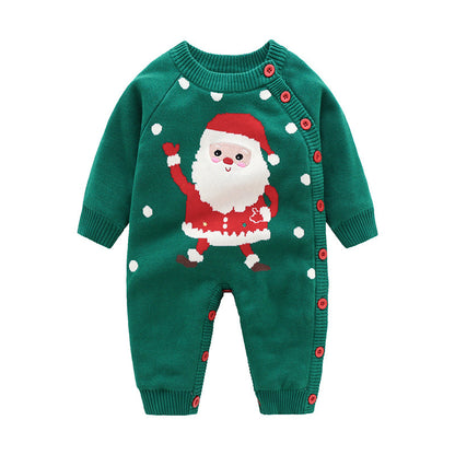 Baby Christmas Romper – Cotton Knitted Holiday Onesie (0–24M)
