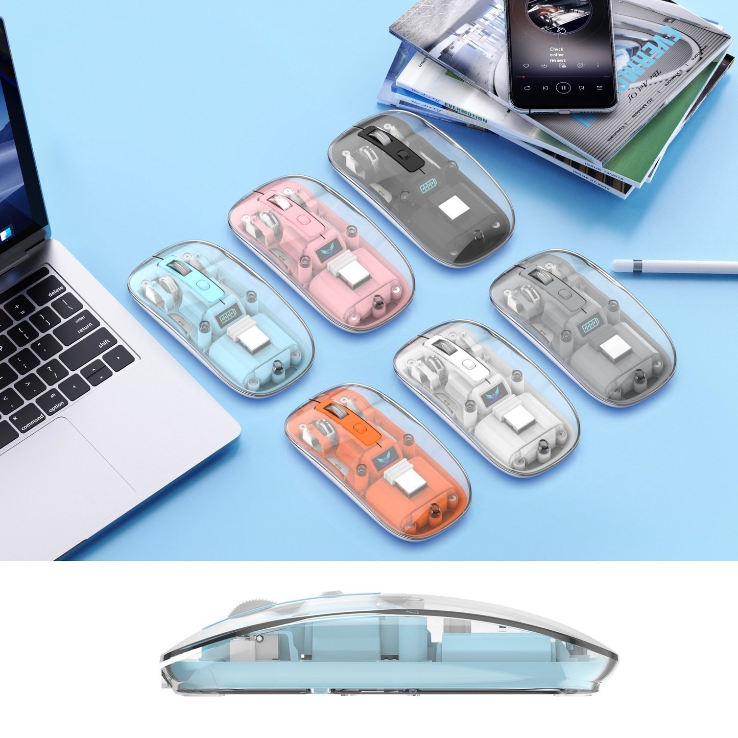 Transparent Wireless Mouse - Three Connection Modes