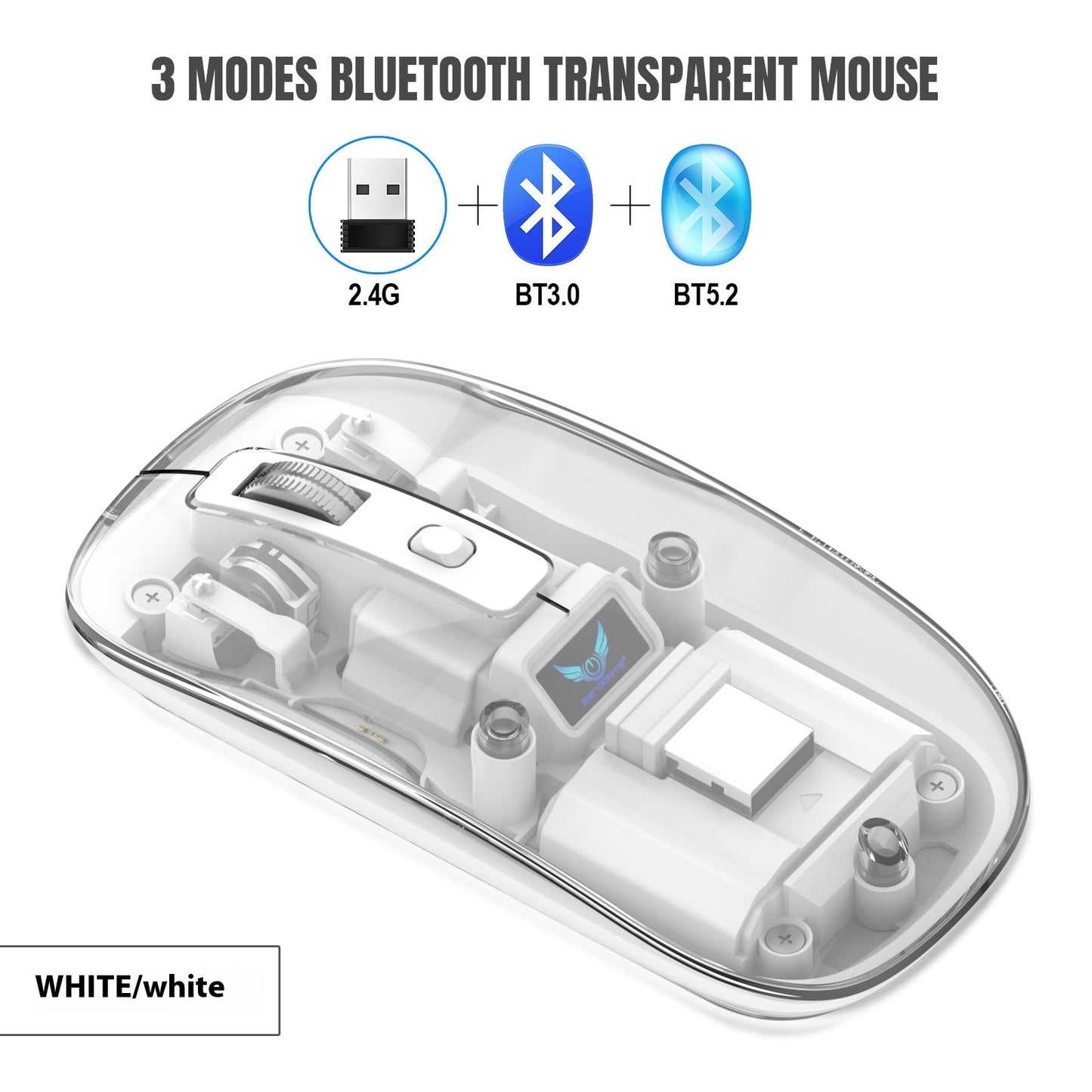 Transparent Wireless Mouse - Three Connection Modes