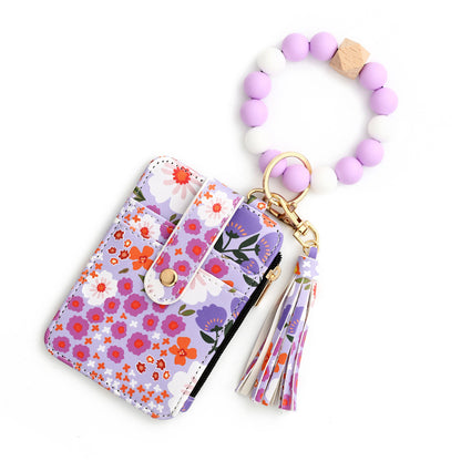 Floral-Printed Leather Card Wallet – Compact & Stylish