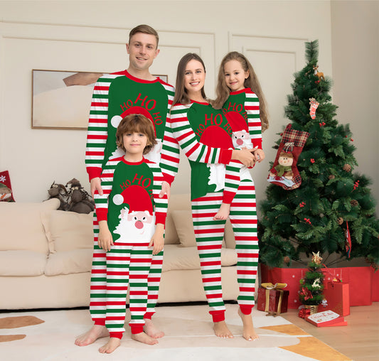 Matching Santa Stripe Christmas Pajamas – Holiday Cotton Sleepwear