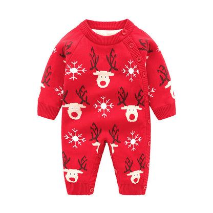 Baby Christmas Romper – Cotton Knitted Holiday Onesie (0–24M)