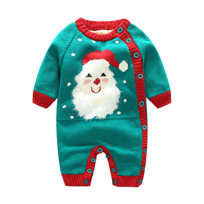 Baby Christmas Romper – Cotton Knitted Holiday Onesie (0–24M)