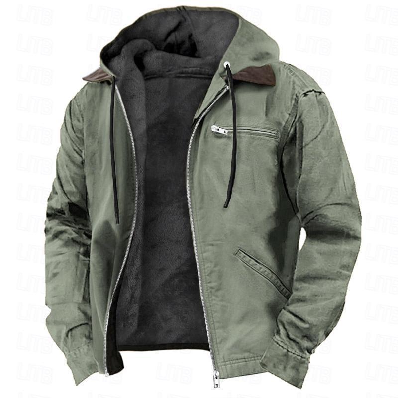 Men’s Fleece Hooded Jacket – Warm Casual Zip-Up Winter Coat