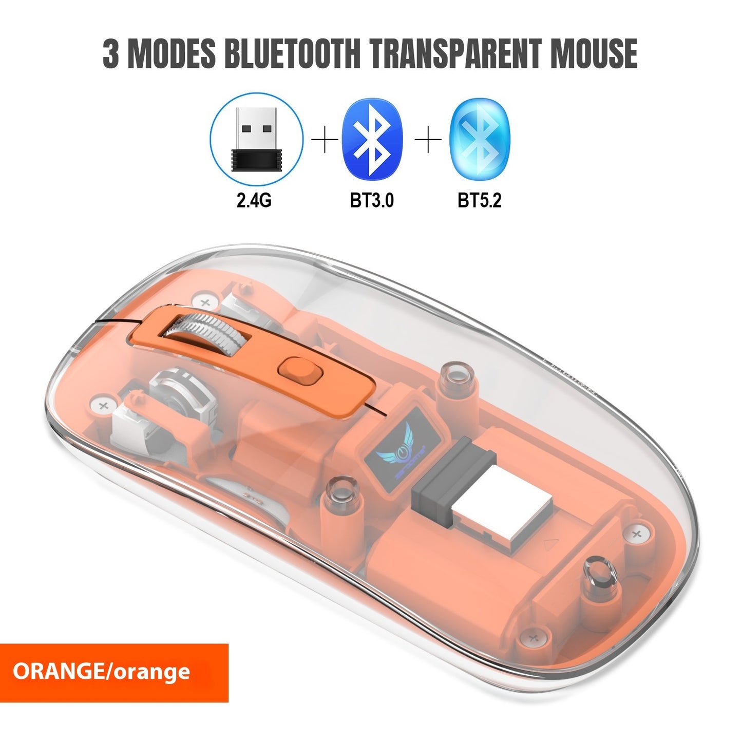 Transparent Wireless Mouse - Three Connection Modes