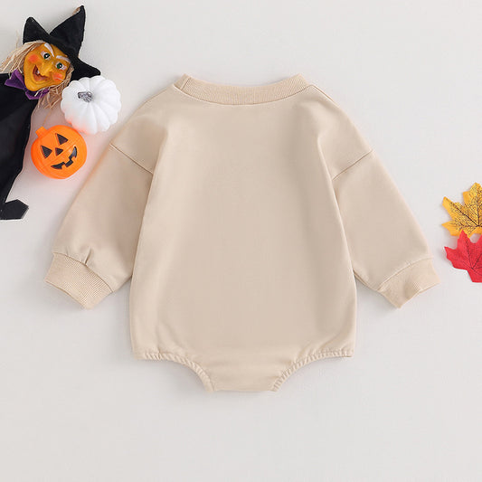 Baby "Boot Scoot Spooky" Halloween Romper – Neutral Long Sleeve Onesie
